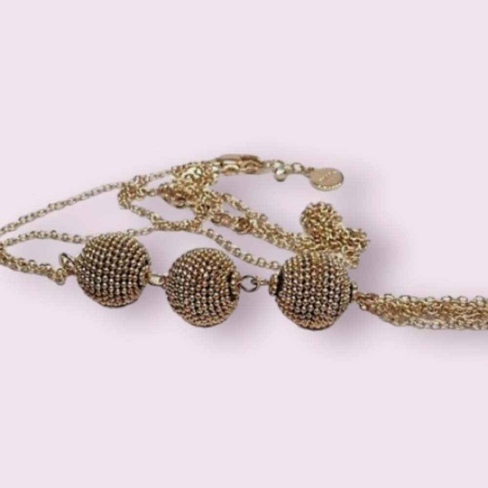 Chico's Pendant Gold Tone Necklace 3 Bee Hive Tassel 32"